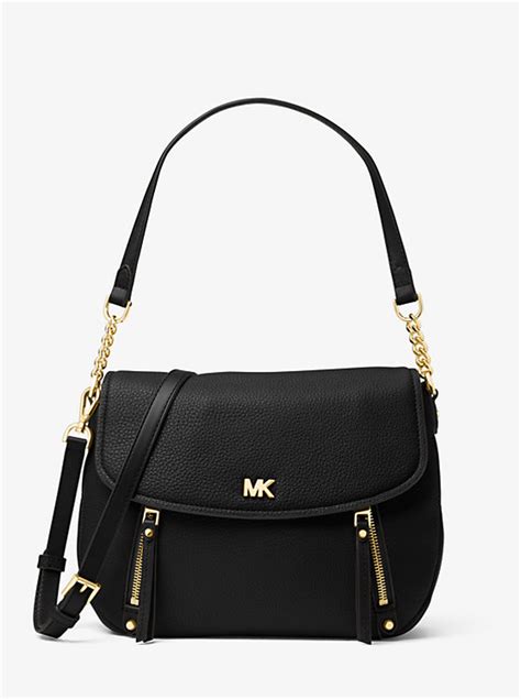 michael kors evie shoulder bag black|Evie Large Pebbled Leather Shoulder Bag .